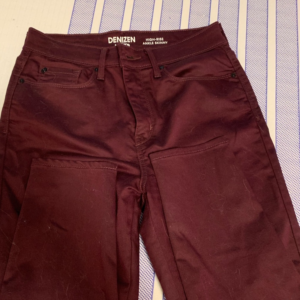 High rise maroon skinny jeans